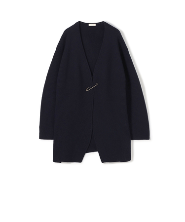 セミウーステッドウール キルトピン付きカーディガン