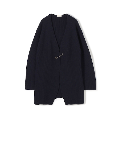 セミウーステッドウール キルトピン付きカーディガン