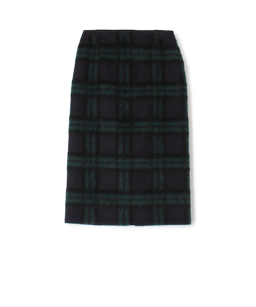 シャギーブラックウォッチ タイトストレートスカート