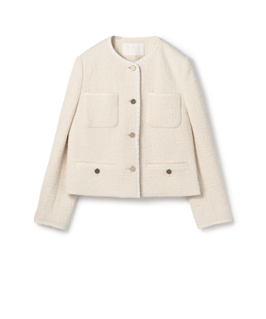 スラブコットンツイード Vクルーネックジャケット