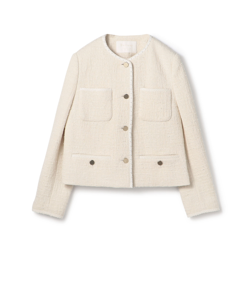 スラブコットンツイード Vクルーネックジャケット