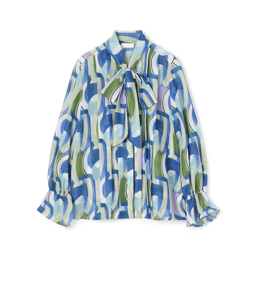 オプティカルプリント ボウタイブラウス｜トゥモロ－ランドの
