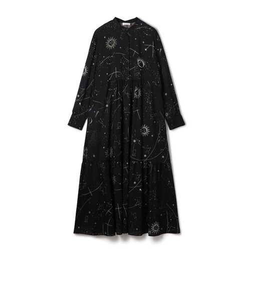 ホロスコーププリント クルーネックワンピース