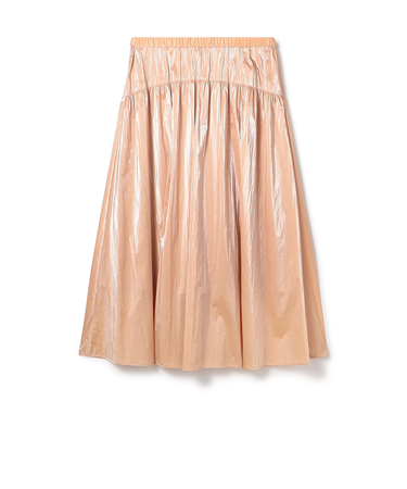 シャイニーコーティング ギャザーヨークロングスカート