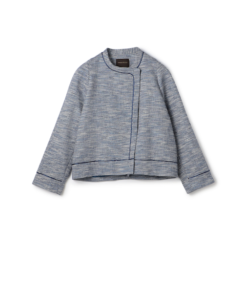 ニットコンビダブルクロス クルーネックジャケット｜トゥモロ－ランド