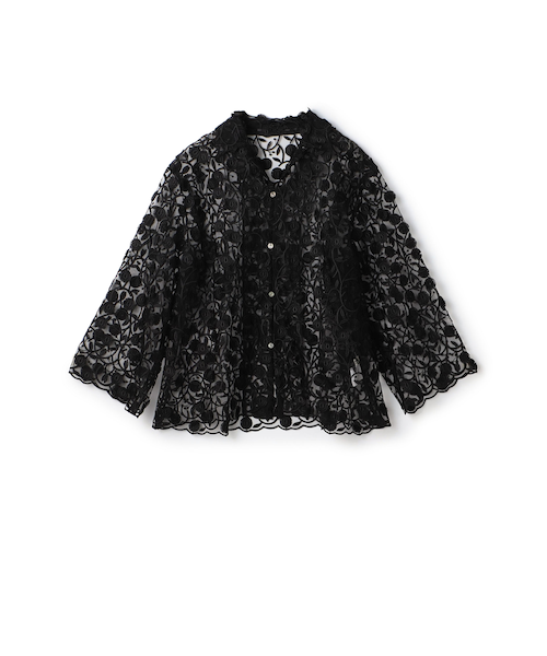 アネモネプリント ギャザースタンドカラーブラウス｜トゥモロ－ランド