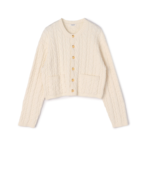 【美品】マカフィー ハイブリットコットンケーブルクルーネックカーディガン S ハイブリットコットンケーブル クルーネックカーディガン