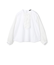 ホワイトコンビネーション ラッフルブラウス