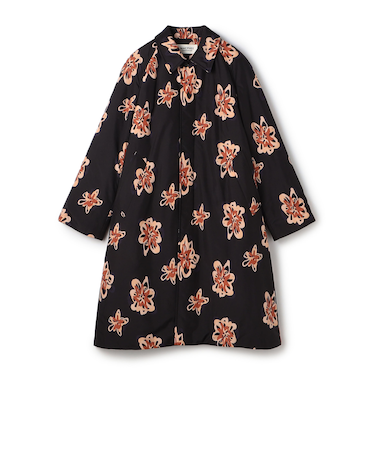フラワープリント ステンカラーコート