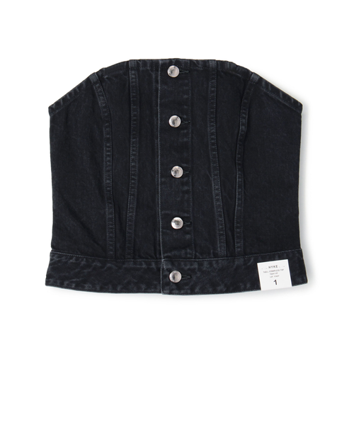 美品♡ HYKE TWILL STRAPLESS TOP 24SS ブラック HYKE TWILL STRAPLESS TOP｜トゥモロ－ランドのアウトレット通販