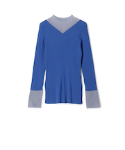 コットンアセテートリブ ビルドネックプルオーバー