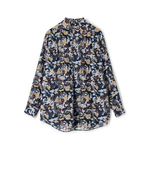 コットンシルク カモフラージュプリント プルオーバーシャツ