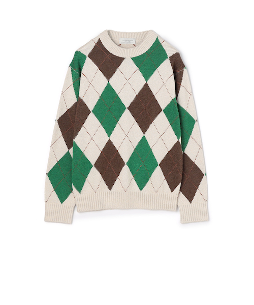 TOMORROWLAND tricot シルク アーガイル クルーネックニット｜トゥモロ