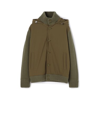 HERNO ナイロンコンビ フーデッド ニットブルゾン