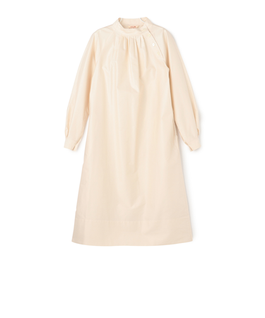 コットンバックサテン ボリュームスリーブワンピース