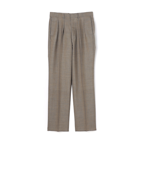 ウールモヘア 2プリーツ ワイドストレートスラックス｜トゥモロ