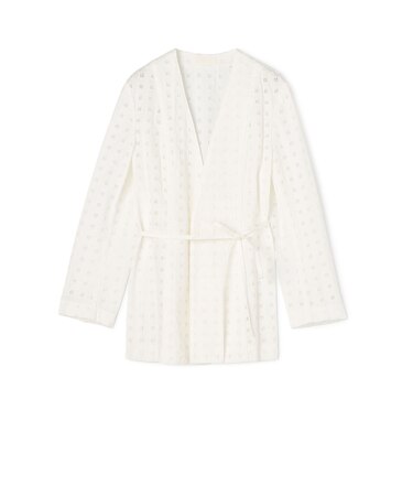 コットンエンブロイダリー Vカラージャケット