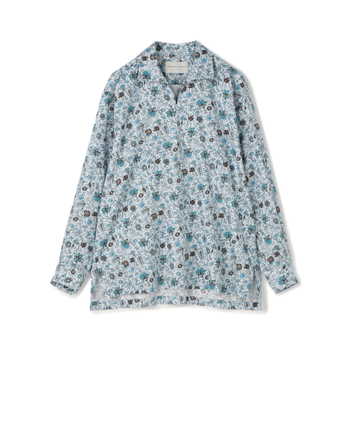 コットンシルク フラワープリント プルオーバーシャツ｜トゥモロ