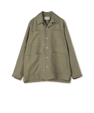 リネン 4ポケット サファリシャツ