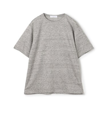 リネン ボーダー ハーフスリーブカットソー