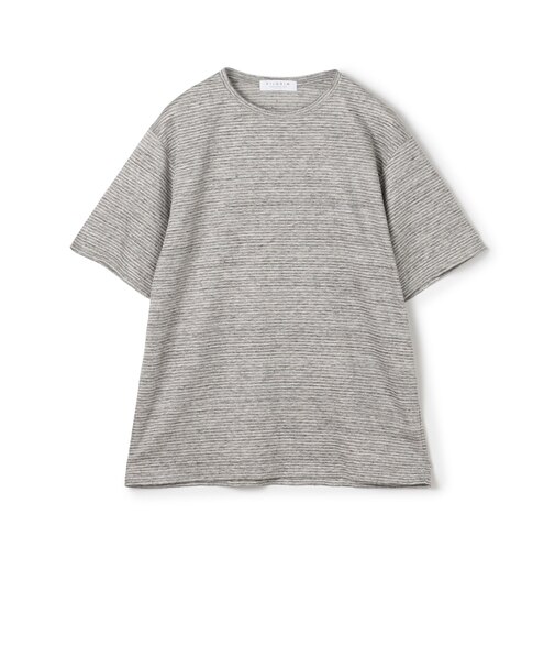 リネン ボーダー ハーフスリーブカットソー