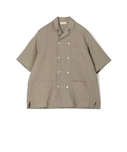 リネン ダブルブレステッド ハーフスリーブシャツ