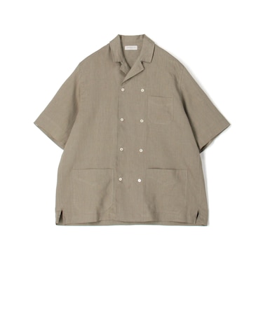 リネン ダブルブレステッド ハーフスリーブシャツ