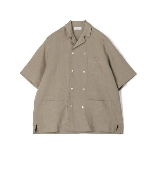 リネン ダブルブレステッド ハーフスリーブシャツ