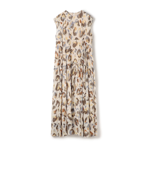 ドロップシェルプリント ティアードワンピース