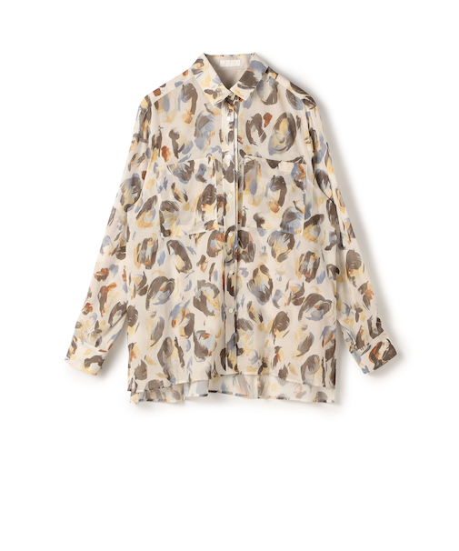 ドロップシェルプリント シャツブラウス