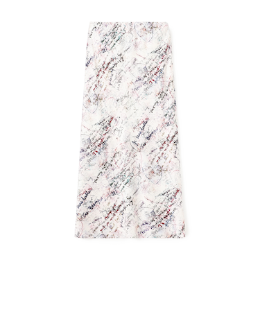 メッセージ ウォールプリント エラスティックストレートスカート