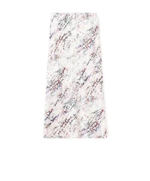 メッセージ ウォールプリント エラスティックストレートスカート