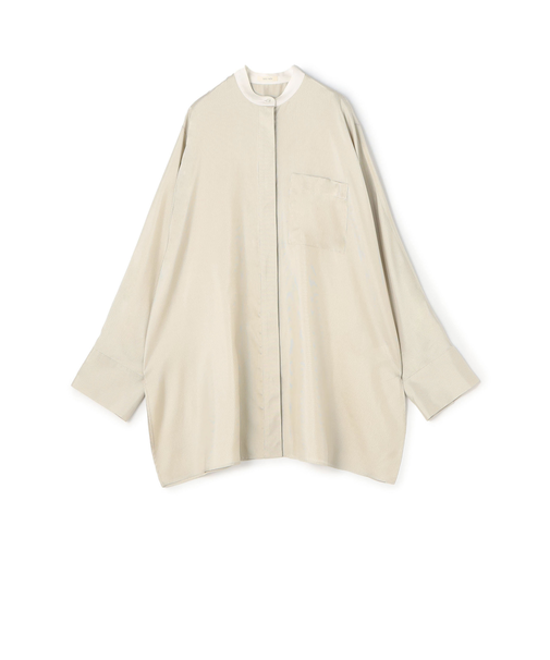 【WEB先行予約】シルクストライプ バンドカラーシャツ