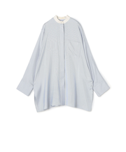 【WEB先行予約】シルクストライプ バンドカラーシャツ