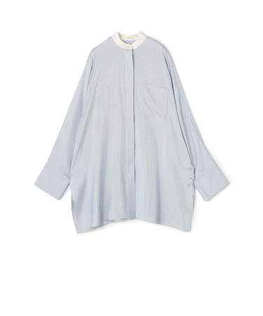 【WEB先行予約】シルクストライプ バンドカラーシャツ