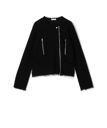 【WEB先行予約】カールヤーンニット ライダースジャケット