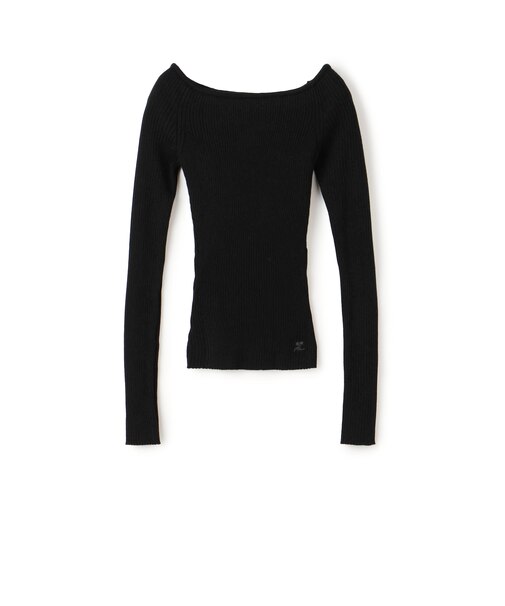 Courreges OFF SHOULDER RIB KNIT TOP