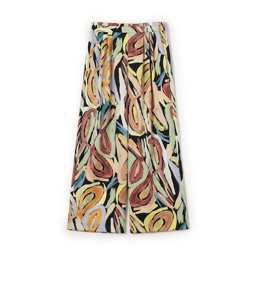 ハンドペイントプリント タックセミワイドパンツ