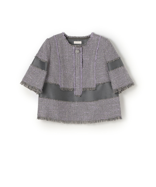 ブロッキングツイード ハーフスリーブプルオーバー