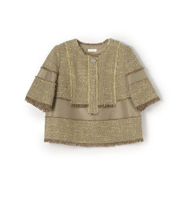 ブロッキングツイード ハーフスリーブプルオーバー