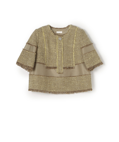 ブロッキングツイード ハーフスリーブプルオーバー