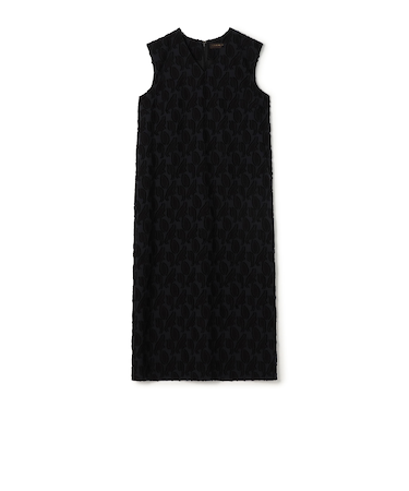 シャイニーカットジャカード Vネックワンピース