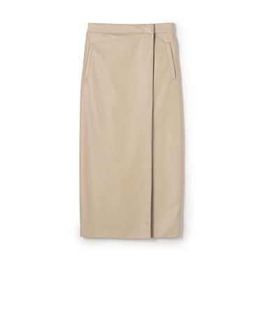 レザーライククロス ラップマキシスカート