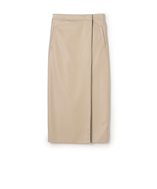 レザーライククロス ラップマキシスカート