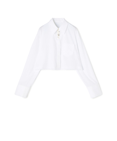 【WEB先行予約】コンパクトプレーンコットン クロップドシャツ