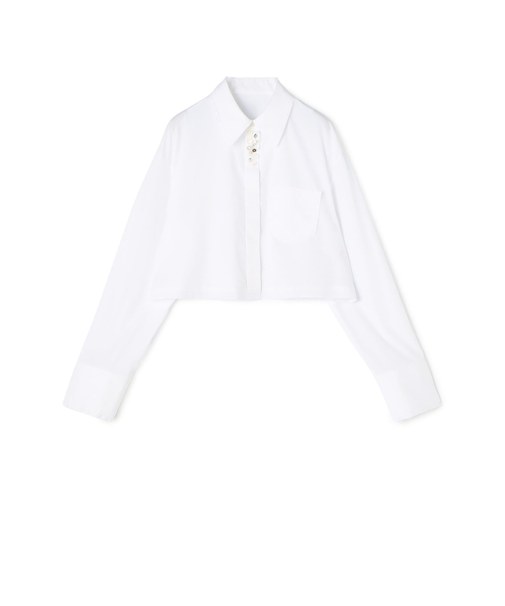 【WEB先行予約】コンパクトプレーンコットン クロップドシャツ