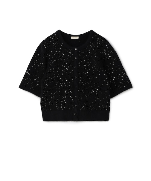 【WEB先行予約】フォックスカシミヤ ハーフスリーブカーディガン