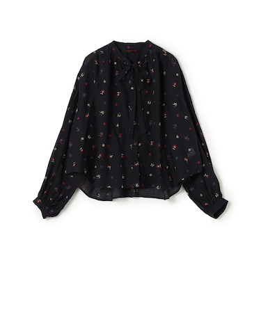 フルーロンエンブロイダリー ボウタイブラウス