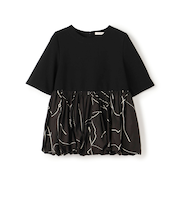 コードステッチプリント コンビバルーンプルオーバー