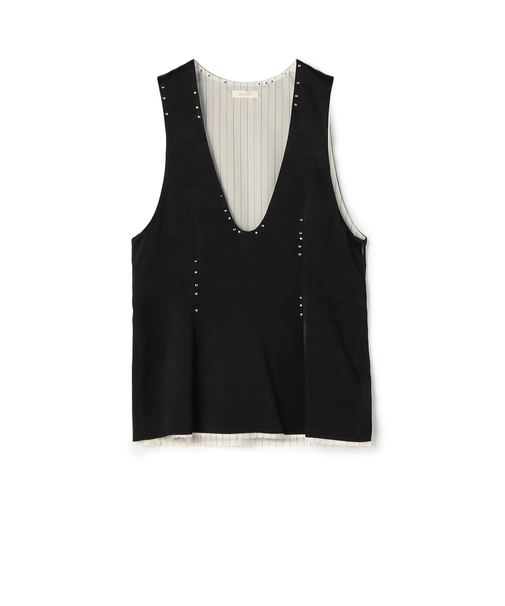 レーヨンウールサテン ノースリーブトップス